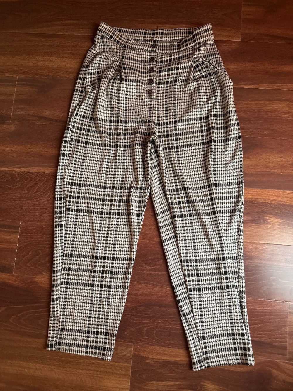 FREE PEOPLE Houndstooth Slouchy Trouser Pants Size Medium